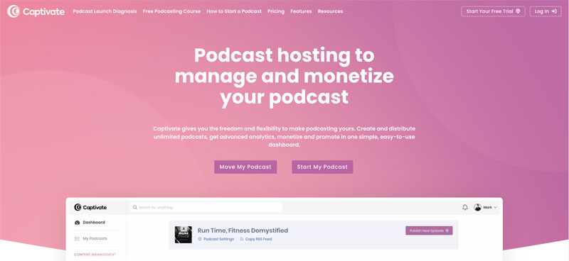 Captivate account uses a free wordpress plugin for video podcasts